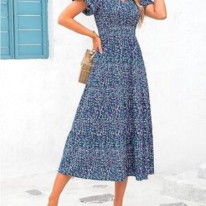 Chic Blue Floral Mini Dress